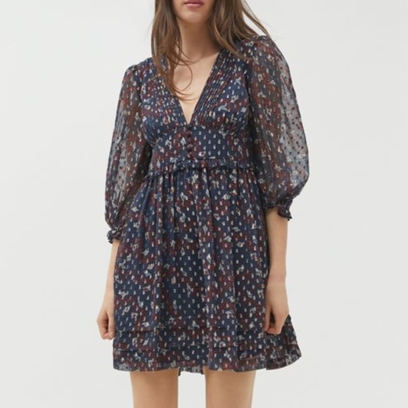 1 left! UO Floral chiffon dress - Picture 2 of 4